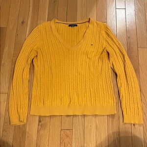 Tommy Hilfiger mustard yellow cable knit sweater